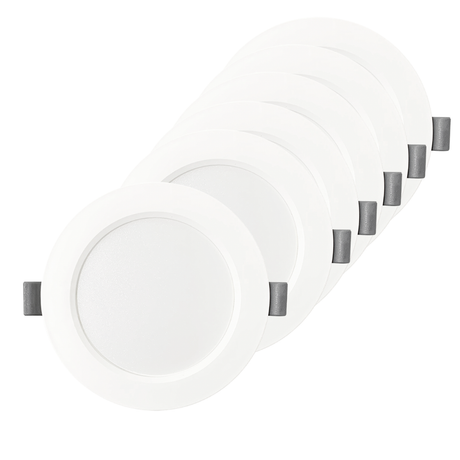 LED Einbauleuchte in Weiß, 6 W, 230 V, IP44-geschützt, 600 lm, Lichtfarbe einstellbar, Ø117x25 mm, Einbaustrahler mit Diffusor, Badezimmer Deckenleuchte