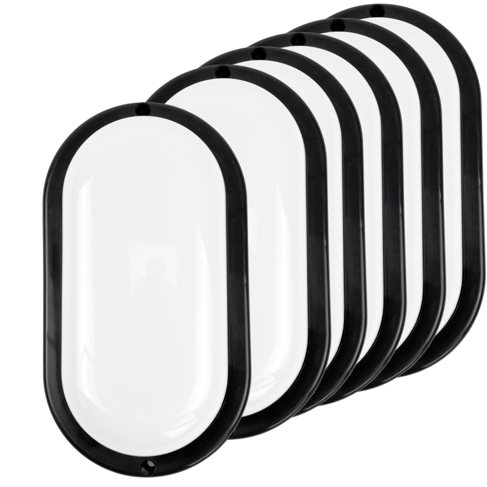LED Kellerlampe 12W 1080lm IP54 CCT Ovalleuchte weiß/schwarz