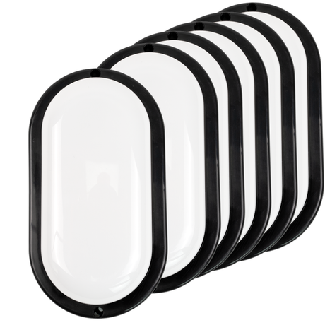 Kellerlampe in Schwarz, Ovalleuchte, 12 W, 1080 lm, Lichtfarbe einstellbar (CCT), IP54-wassergeschützt, Kabelverbinder, Wandleuchte Innen und Außen, Feuchtraumleuchte