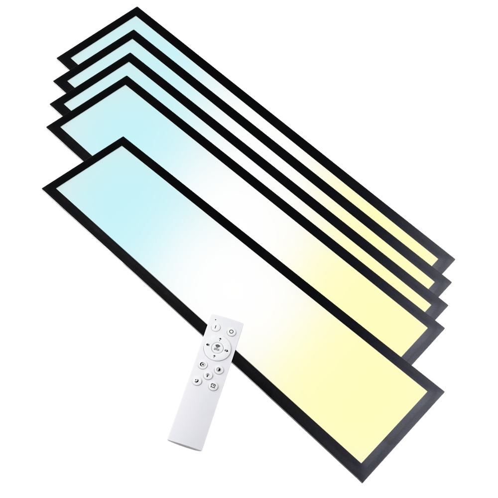 LUXULA LITEQ 100, LED-Panel mit Fernbedienung, 100×25 cm, schwarz, 40 W, 4400 lm, UGR<19, Helligkeit und Lichtfarbe einstellbar