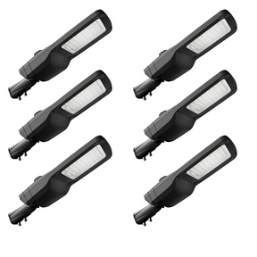 6er-Pack Profi LED-Straßenleuchte, 80 W, 12000 lm, 5000 K (neutralweiß), IP66, 0-10 V dimmbar.