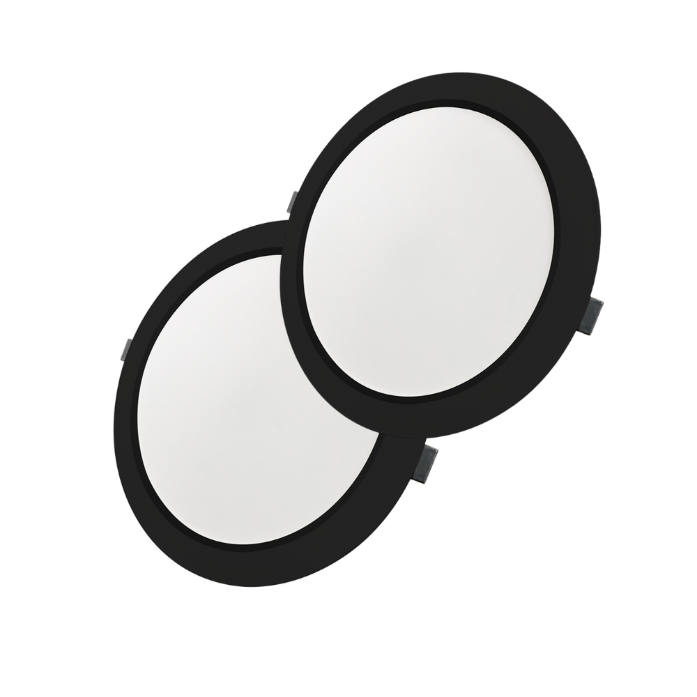 LED Einbauleuchte in Schwarz, 24 W, 230 V, IP44-geschützt, 2400 lm, Lichtfarbe einstellbar, Ø295x28 mm, Einbaustrahler mit Diffusor, Badezimmer Deckenleuchte