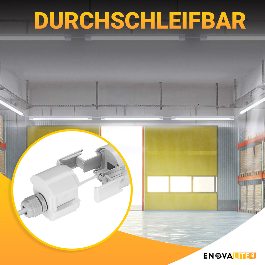 4er Pack LED Feuchtraumleuchte PRO, 120cm, 36W, 4320lm, 4000K (neutralweiß), IP65, OSRAM-Netzteil, Steckklemme, durchschleifbar