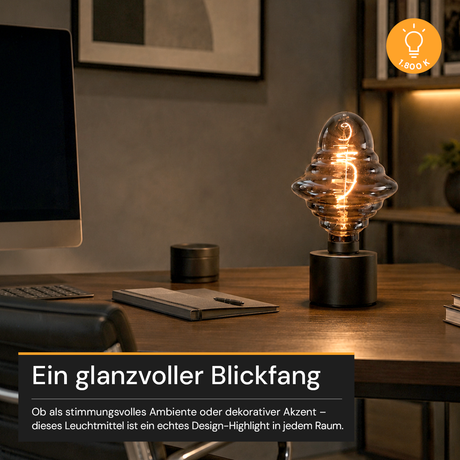 LED Filament Leuchtmittel, UFO, SMOKE, UFOG125, E27, 4 W, 40lm, 1800K, dimmbar