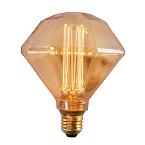 LED Filament Leuchtmittel, DIAMANT, AMBER, D125L, E27, 3.5 W, 120lm, 1800K, dimmbar.