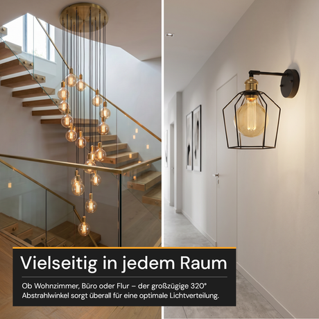 LED Filament Leuchtmittel, RUND, AMBER, G125, E27, 3.5 W, 120lm, 1800K, dimmbar
