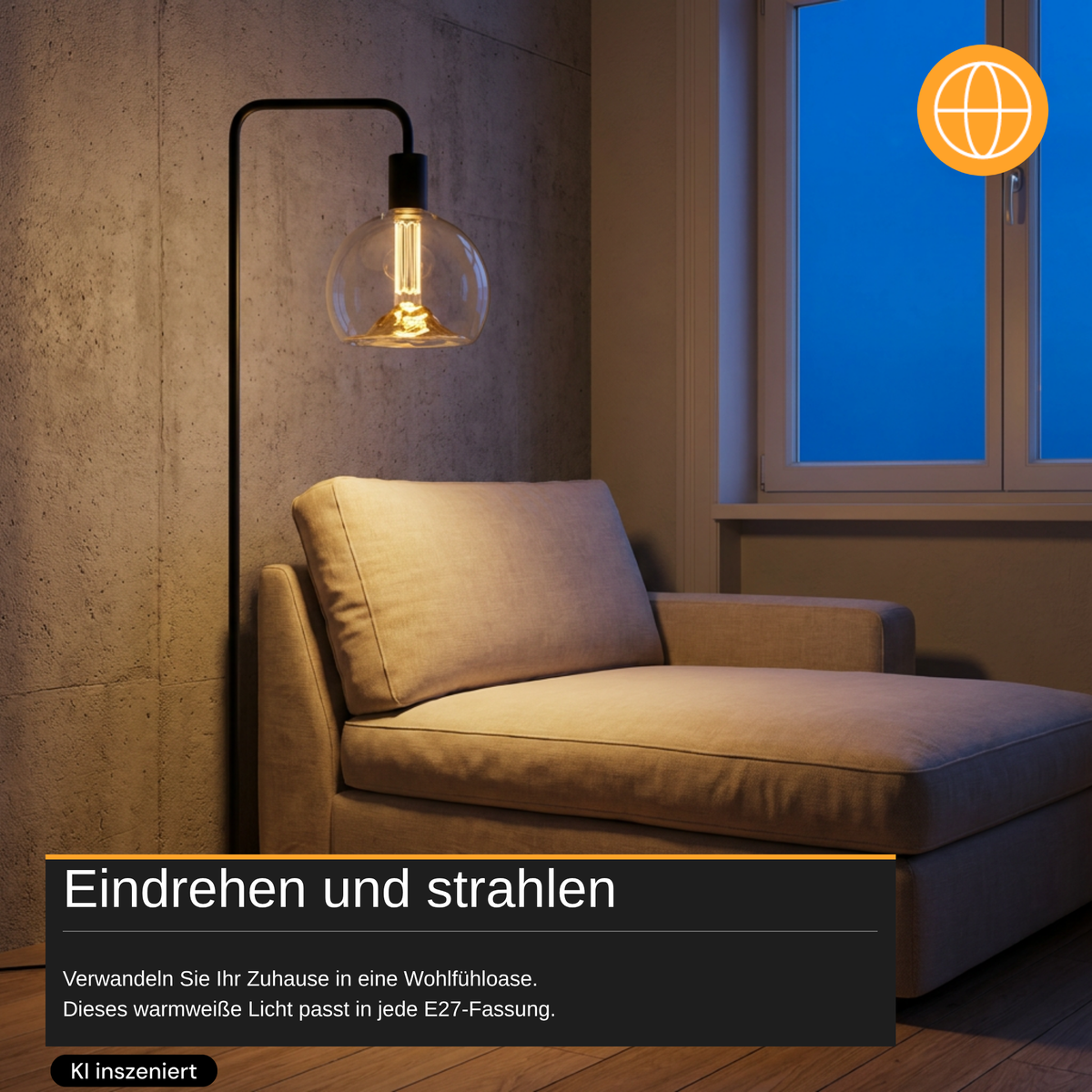 LED Filament Leuchtmittel, E27, 4 W, 120 lm, warmweiß, dimmbar