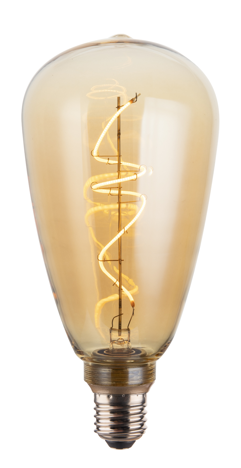 LED Filament Leuchtmittel, Vintage, PEAR, Amber, E27, 4W, 265lm, 2200K, dimmbar