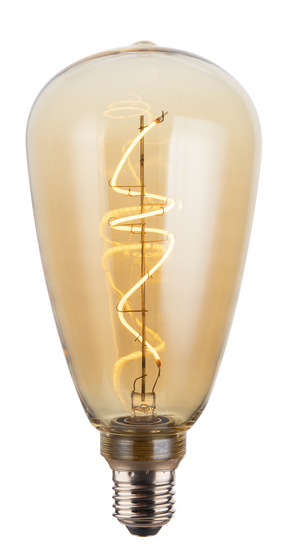 LED Filament Leuchtmittel, Vintage, PEAR, Amber, E27, 4W, 265lm, 2200K, dimmbar.