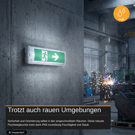 10er Pack LED-Fluchtwegleuchte mit Notstromakku 3h, TEST-Funktion, Dauer- & Notbetrieb, IP65