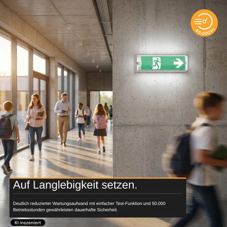 10er Pack LED-Fluchtwegleuchte mit Notstromakku 3h, TEST-Funktion, Dauer- & Notbetrieb, IP65