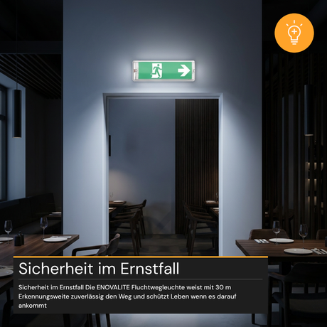 LED-Fluchtwegleuchte mit Notstromakku 3h, TEST-Funktion, Dauer- & Notbetrieb, IP65