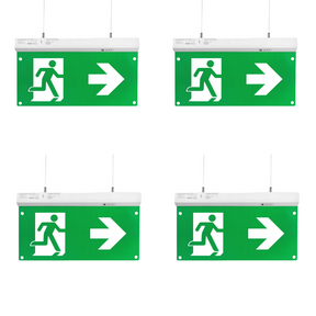 4er Pack LED-Fluchtwegleuchte 4in1, Notausgang mit Notstromeinheit, TEST-Funktion, Decken- und Wandmontage.
