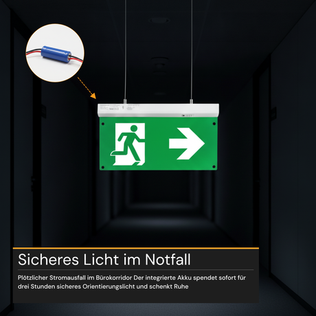LED-Fluchtwegleuchte 4in1 mit Notstromakku 3h, TEST-Funktion, Dauer- & Notbetrieb
