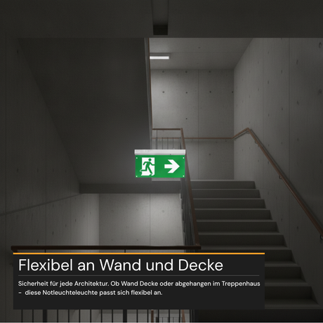 LED-Fluchtwegleuchte 4in1 mit Notstromakku 3h, TEST-Funktion, Dauer- & Notbetrieb