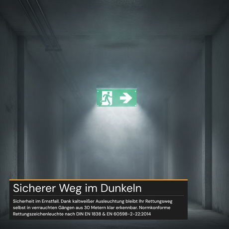 LED-Fluchtwegleuchte 4in1 mit Notstromakku 3h, TEST-Funktion, Dauer- & Notbetrieb