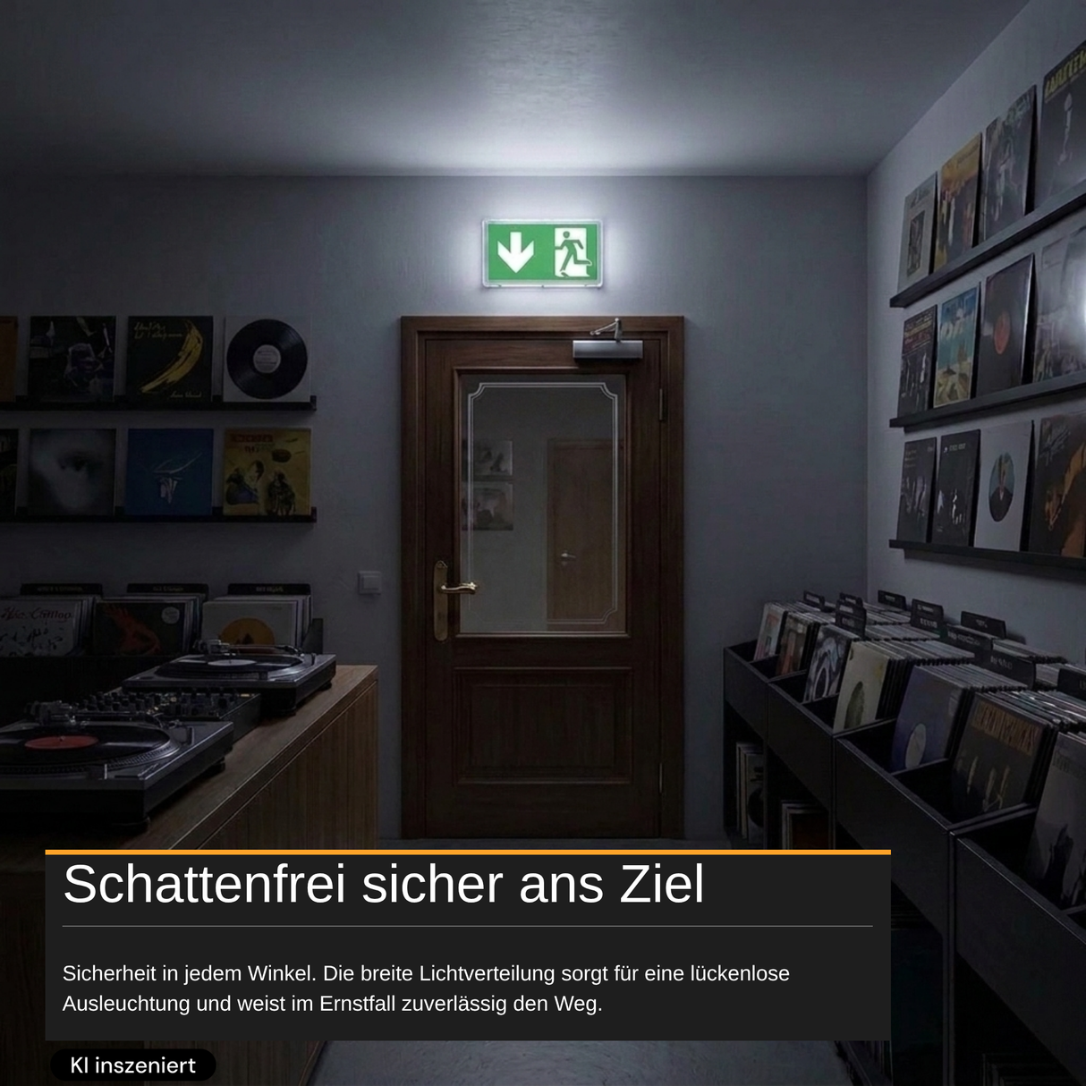 LED-Fluchtwegleuchte mit 8h Notstromakku, TEST-Funktion, Dauer- & Notbetrieb, IP65