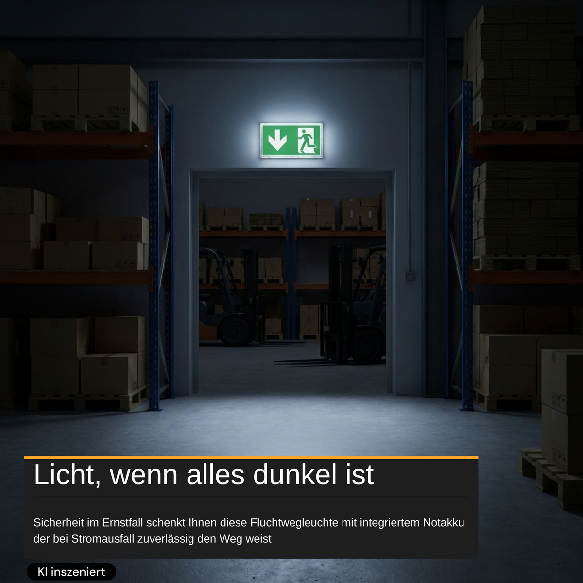 LED-Fluchtwegleuchte mit Notstromakku 3h, TEST-Funktion, Dauer- und Notbetrieb, IP65