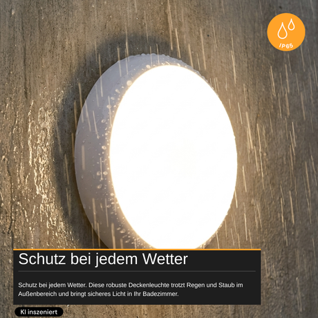 LED-Notstrom Deckenleuchte, 8 h Notlicht, 18 W, 1800 lm, 3000-6000 K, IP65