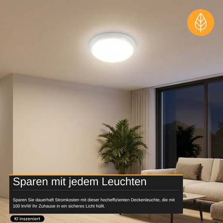 LED-Notstrom Deckenleuchte, 8 h Notlicht, 18 W, 1800 lm, 3000-6000 K, IP65