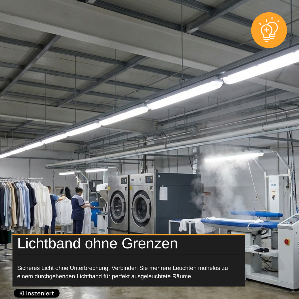 LED Feuchtraumleuchte mit Notlicht, 150 cm, 50 W, 5500 lm, neutralweiß, IP66, durchschleifbar