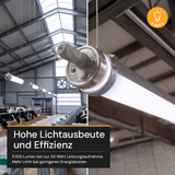 LED-Feuchtraumleuchte, 120 cm, 34 W, 5100 lm, 5700 K, IP69K, ammoniakbeständig, Brandschutz, durchschleifbar, Rohrleuchte