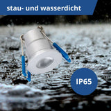 12er Set LED Mini CCT-Downlight, 3 W, 200 lm, IP65, ø 36 mm, silber.