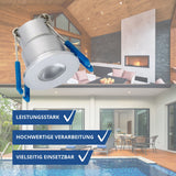 12er Set LED Mini CCT-Downlight, 3 W, 200 lm, IP65, ø 36 mm, silber.