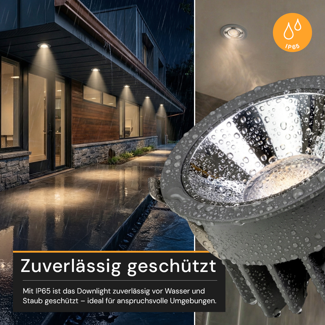 CCT Downlight PRO, in Grau, 12 W, 840 lm, Ø85x54 mm, 2700 - 6500 K (einstellbar), 36°, CRI90, IP65-wassergeschützt, Einbauleuchte, Aluminiumdruckguss, Premium