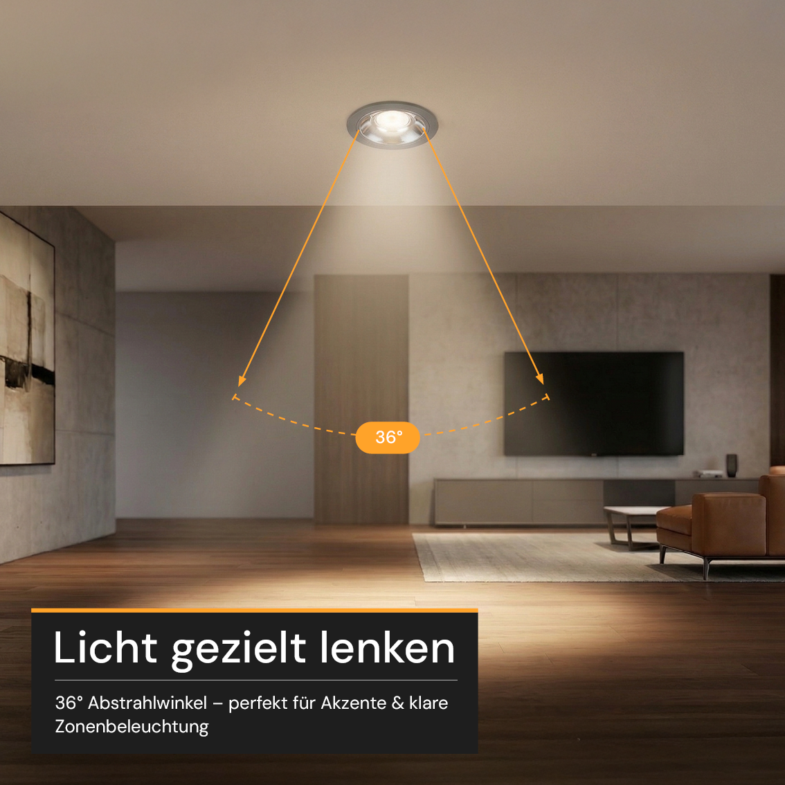 CCT Downlight PRO, in Grau, 24 W, 1750 lm, Ø131x75 mm, 2700-6500 K (einstellbar), 36°, CRI90, IP65-wassergeschützt, Einbauleuchte, Aluminiumdruckguss, Premium.