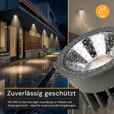 CCT Downlight PRO, in Grau, 18 W, 1260 lm, Ø105x65 mm, 2700 - 6500 K (einstellbar), 36°, CRI90, IP65-wassergeschützt, Einbauleuchte, Aluminiumdruckguss, Premium