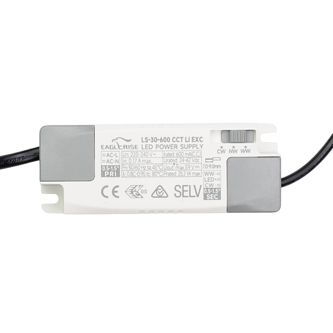 CCT Downlight PRO, in Grau, 24 W, 1750 lm, Ø131x75 mm, 2700-6500 K (einstellbar), 36°, CRI90, IP65-wassergeschützt, Einbauleuchte, Aluminiumdruckguss, Premium.