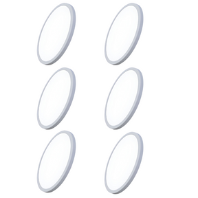 6er Set LED CCT Panel, Ein-/Aufbau, 12W, 1190 lm, ø170x17mm, 3000-4000-6000K einstellbar, Lochdurchm. variabel.