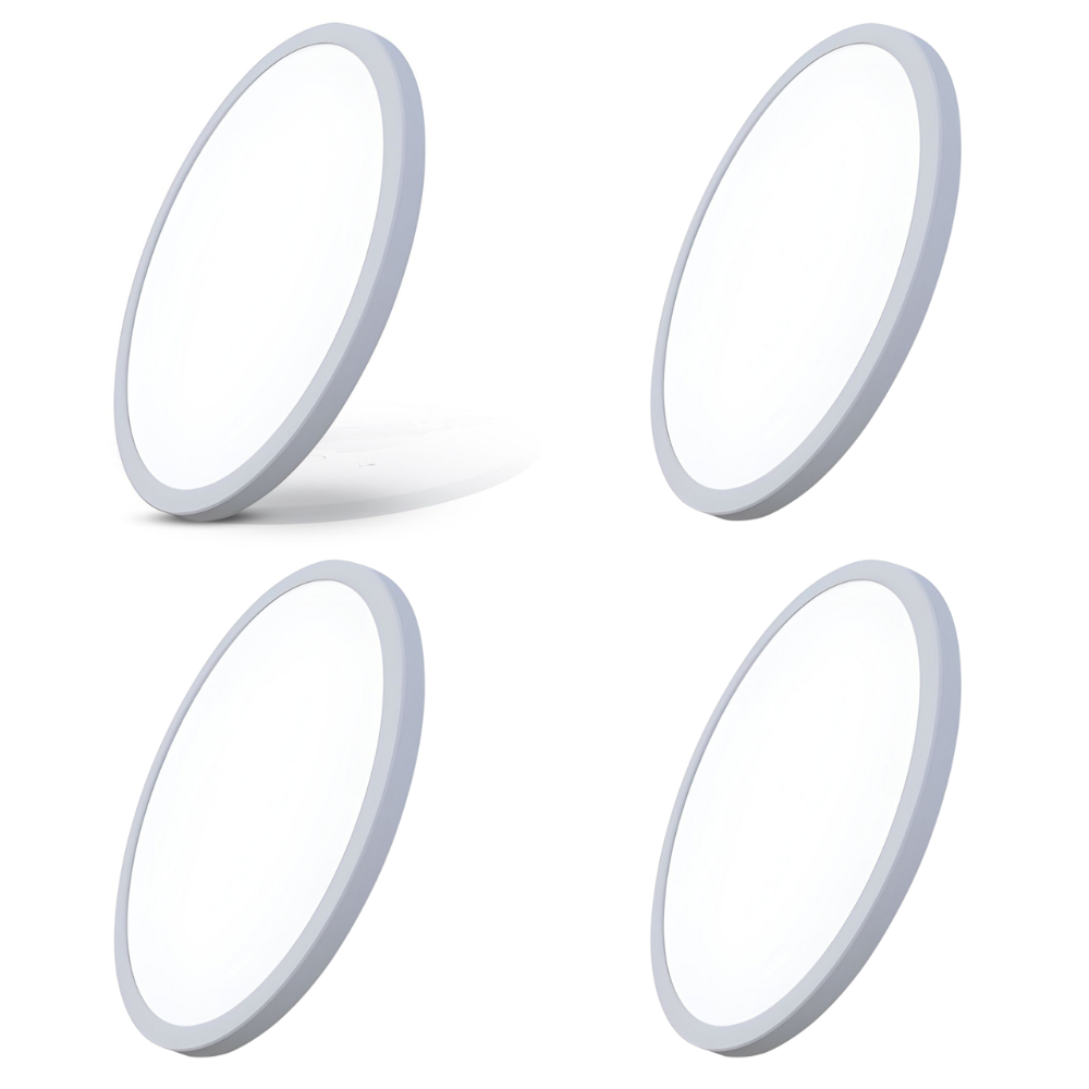4er Set LED CCT Panel, Ein-/Aufbau, 18W, 1880 lm, ø225x17mm, 3000-4000-6000K einstellbar, Lochdurchm. variabel