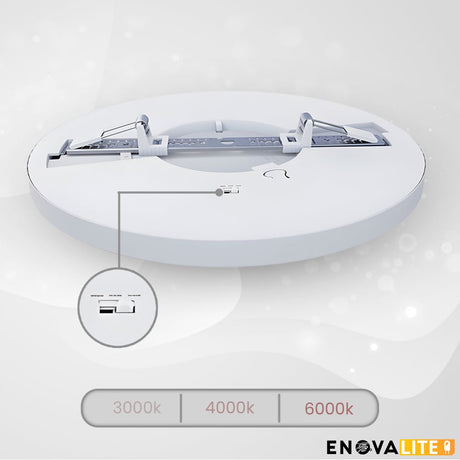 LED CCT Ein-/Aufbauleuchte, 18W, 1880 lm, ø225x17mm, 3000-4000-6000K einstellbar, Lochdurchm. variabel.