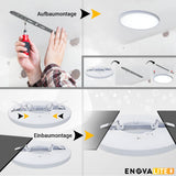 10er Set LED CCT Panel, Ein-/Aufbau, 24W, 2565 lm, ø300x17mm, 3000-4000-6000K einstellbar, Lochdurchm. variabel
