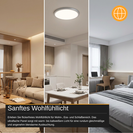 LED CCT Ein-/Aufbauleuchte Panel, 12 W, 1190 lm, Ø170 mm, 3000–4000–6000 K