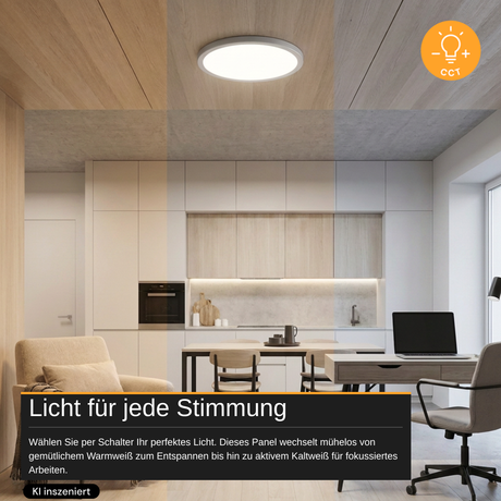 LED CCT Ein-/Aufbauleuchte Panel, 12 W, 1190 lm, Ø170 mm, 3000–4000–6000 K