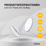 10er Set LED CCT Panel, Ein-/Aufbau, 24W, 2565 lm, ø300x17mm, 3000-4000-6000K einstellbar, Lochdurchm. variabel