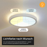 LED Panel mit Fernbedienung, Ø30 cm, weiß, rund, 22 W, 2200 lm, dimmbar, Lichtfarbe einstellbar 3000-6500 K, Slim Design, Nachtlichtmodus