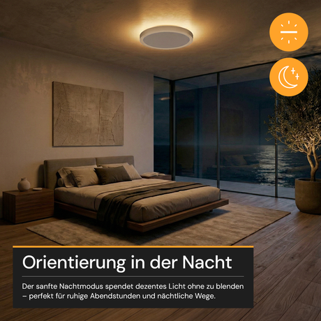 LED Panel mit Fernbedienung, Ø50 cm, weiß, rund, 42 W, 4200 lm, dimmbar, Lichtfarbe einstellbar 3000-6500 K, Slim Design, Nachtlichtmodus.
