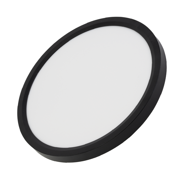 LED Panel mit Fernbedienung, Ø50 cm, schwarz, rund, 42 W, 4200 lm, dimmbar, Lichtfarbe einstellbar 3000-6500 K, Slim Design, Nachtlichtmodus.