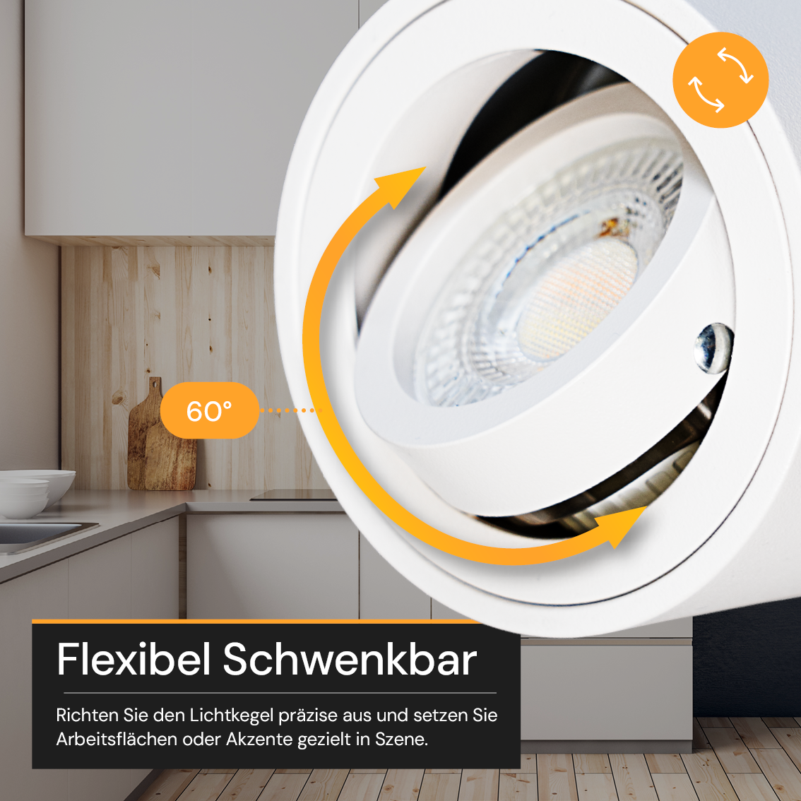LED Aufbauspot, 7 W, 670 lm, 3CCT, dimmbar, schwenkbar, Aluminium, weiß