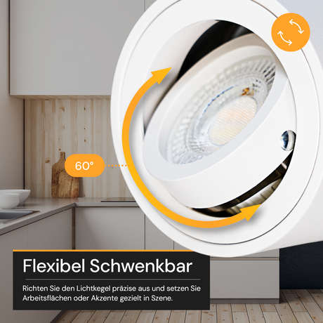 LED Aufbauspot, 7 W, 670 lm, 3CCT, dimmbar, schwenkbar, Aluminium, weiß