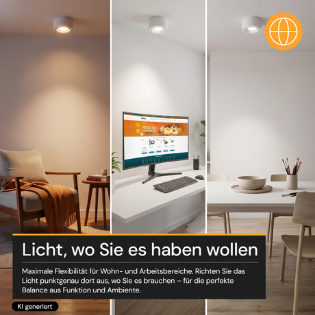 LED Aufbauspot, 7 W, 670 lm, 3CCT, dimmbar, schwenkbar, Aluminium, weiß