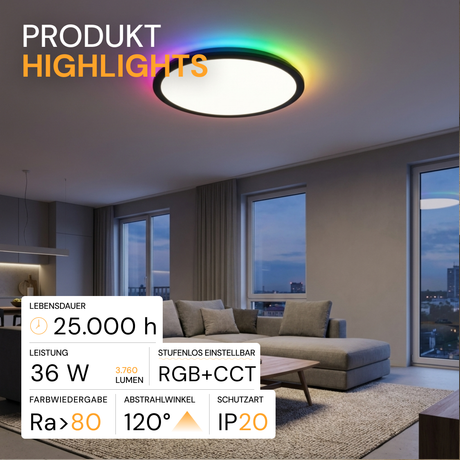 Smartes RGB Panel Up & Down, 36 W, 3760 lm, CCT dimmbar
