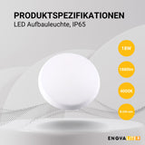 LED Aufbauleuchte, 18W, 1880 lm, 4000K, ø250x48mm, IP65  Lichttechnik24.de.