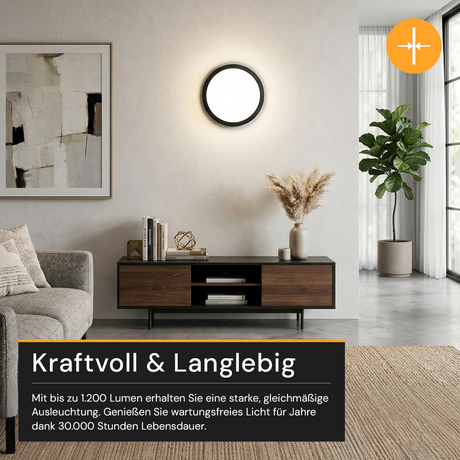 LED CCT Panel, Ein-/Aufbau, Schwarz, 12 W, 1200 lm, Ø165 mm, 5CCT (2700 K– 5700 K), Lochdurchm. variabel, Anschlussbox.