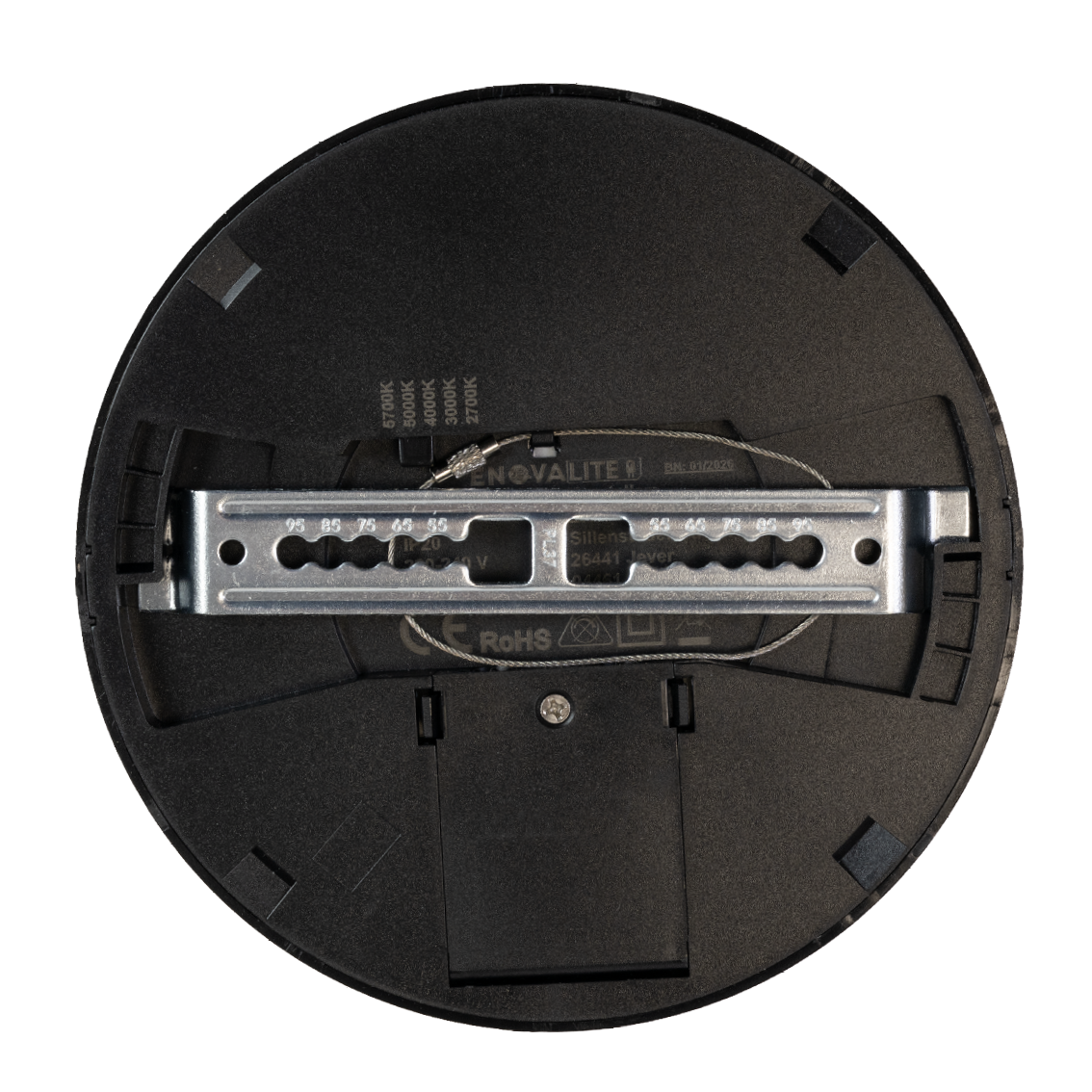 LED CCT Panel, Ein-/Aufbau, Schwarz, 12 W, 1200 lm, Ø165 mm, 5CCT (2700 K– 5700 K), Lochdurchm. variabel, Anschlussbox.