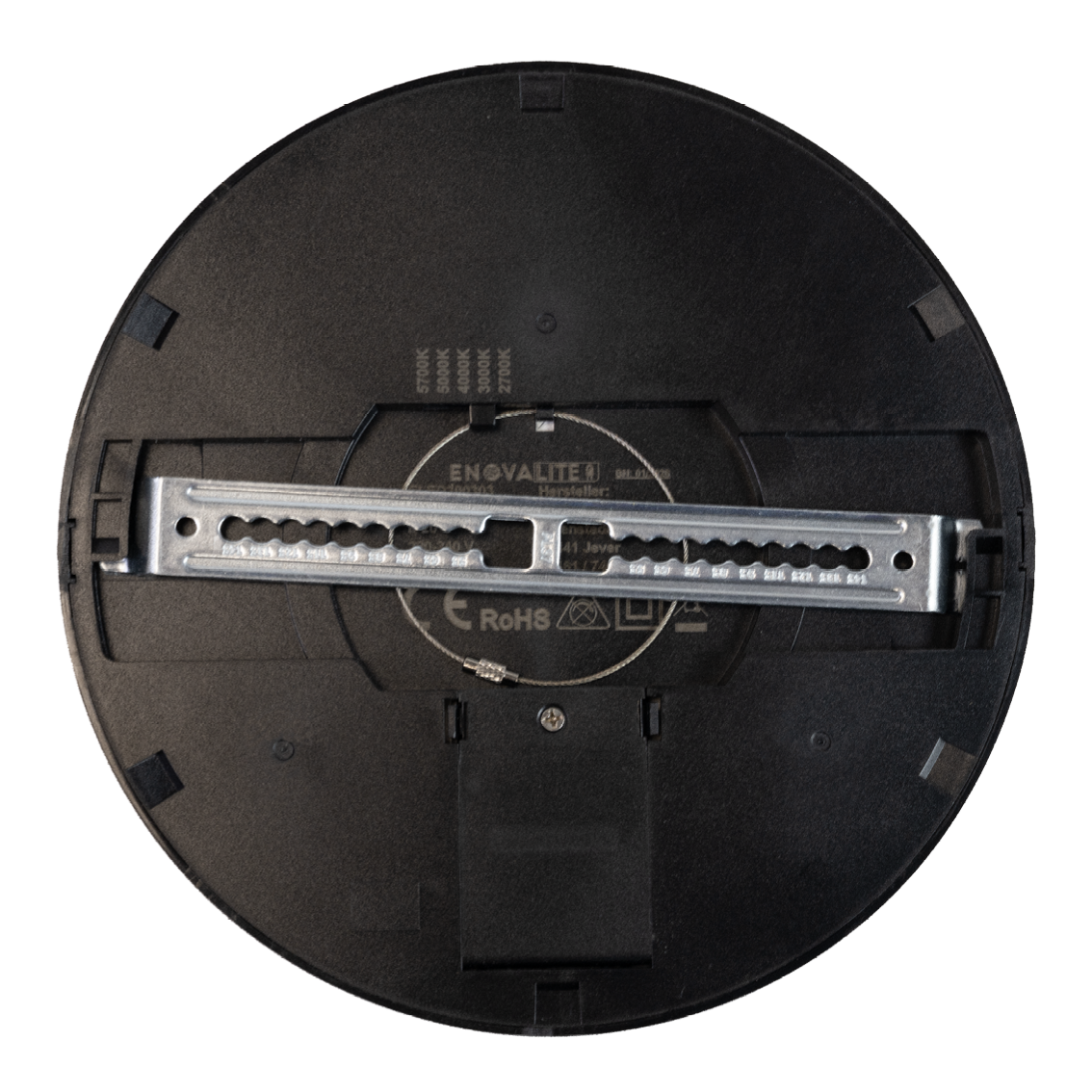 LED CCT Panel, Ein-/Aufbau, Schwarz, 18 W, 1800 lm, Ø215 mm, 5CCT (2700 K– 5700 K), Lochdurchm. variabel, Anschlussbox.